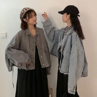 Áo Khoác Denim Nữ Dáng Rộng Phong Cách Hàn Quốc Cá Tính