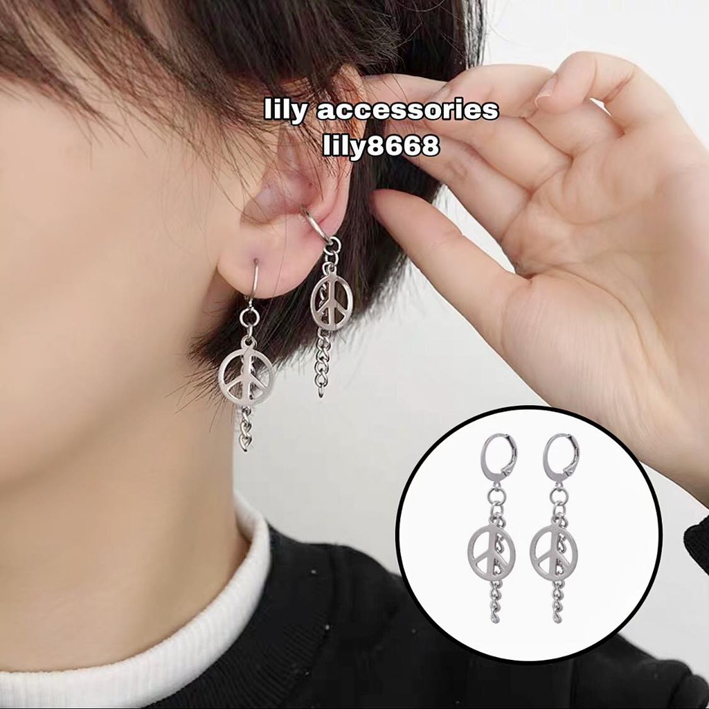 khuyên tai titan tròn xích không gỉ không đen không dị ứng nam nữ unisex