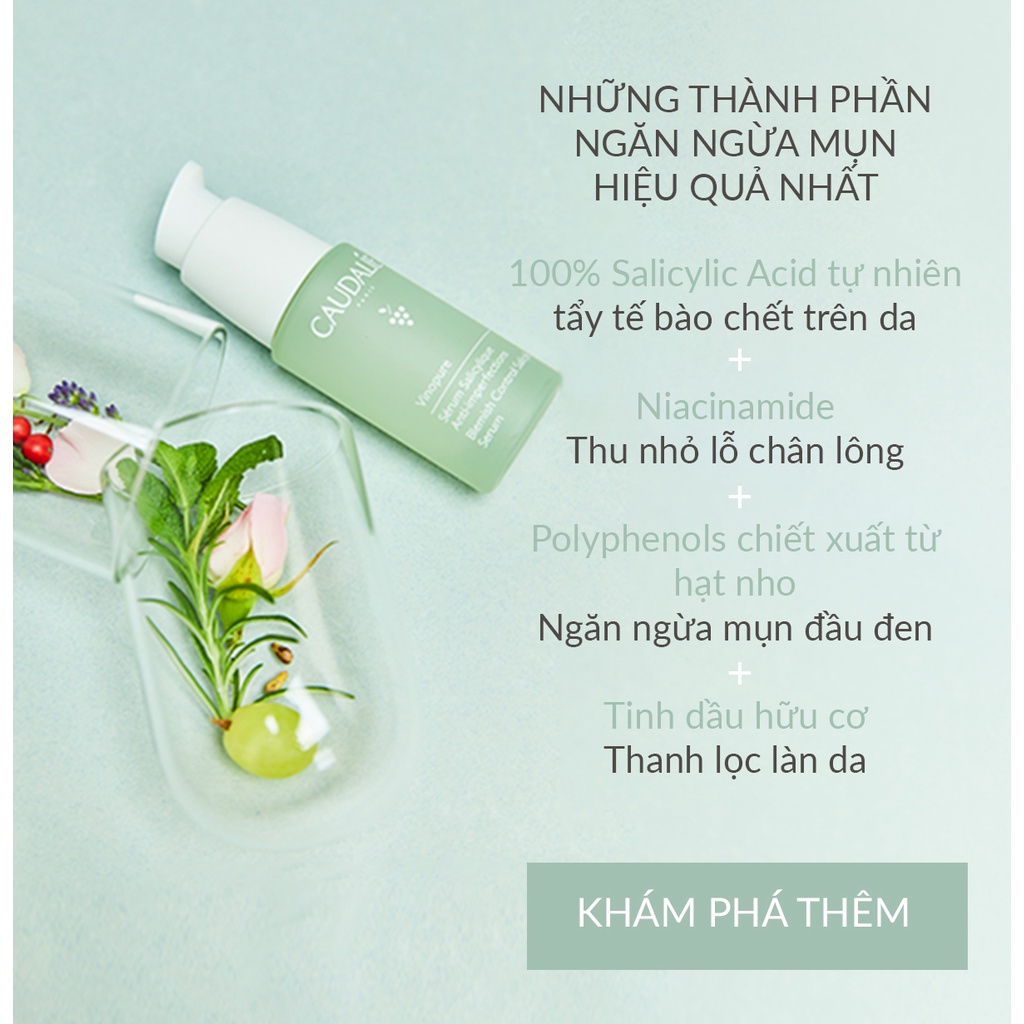 [Mã COSCAUDAT3 -8% đơn 250K] Serum kiểm soát và cải thiện mụn Caudalie Vinopure Blemish Control Salicylic Serum 30ml
