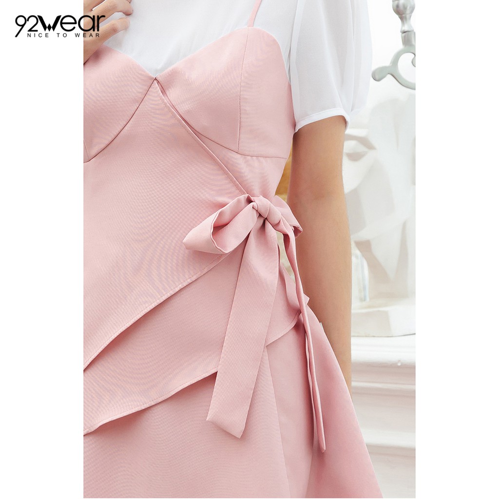 Đầm xòe nữ ngắn tay phối áo trắng 92WEAR DEW0642 | BigBuy360 - bigbuy360.vn