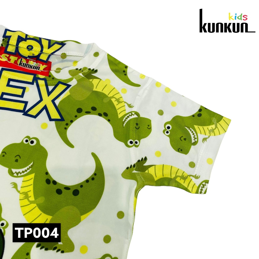 Quần áo bé trai chất Thun lạnh in 3D hình khủng long T-Rex KunKun Kid TP004 - Đồ bộ trẻ em size đại 10-60kg