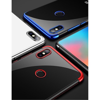 Ốp lưng dành cho Xiaomi Mi A2, Mi 6X. Dẻo trong (TPU) viền màu. Hàng cao cấp.