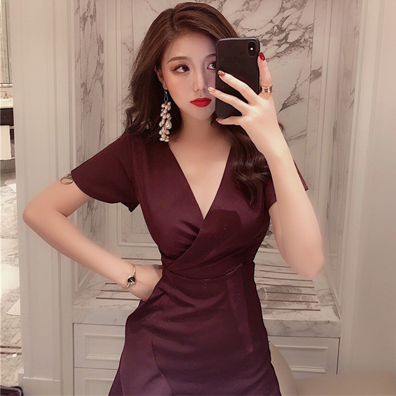 Đầm vạt đắp ngắn tay xinh xắn cho nữ