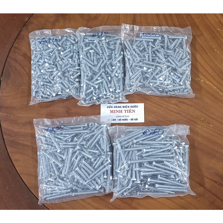 Bù lon, Bulon con tán 6 ly kích thước 6x20, 6x30, 6x40, 6x50, 6x60