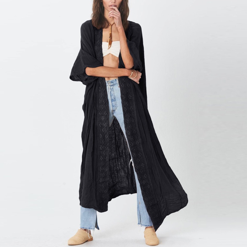 Vỏ Bọc Đồ Bơi Cardigan Chống Nắng Dáng Dài Che Phủ Phía Trước Cho Nữ