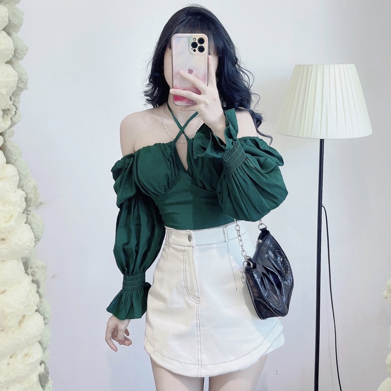 Chân váy nữ chỉ nổi chất kaki dày dặn lên form xinh