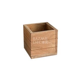 Hộp gỗ căm xe cao vuông 10x10x9.5cm | Chậu trồng cây