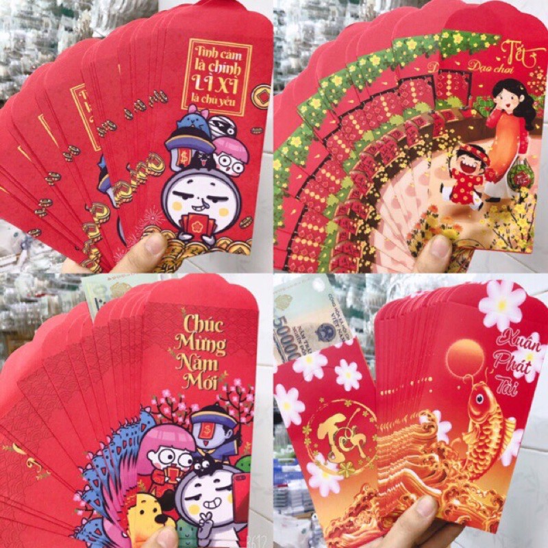 Combo 10 bao lì xì mẫu hot 2021 xuân Tân Sửu