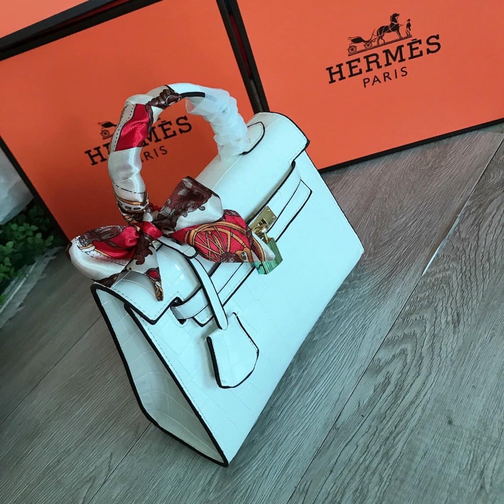 Túi HM da cá sấu size 20-25cm TẶNG KÈM KHĂN LỤA - Túi xách nữ công sở da cá sấu sang chảnh - Hàng Đẹp