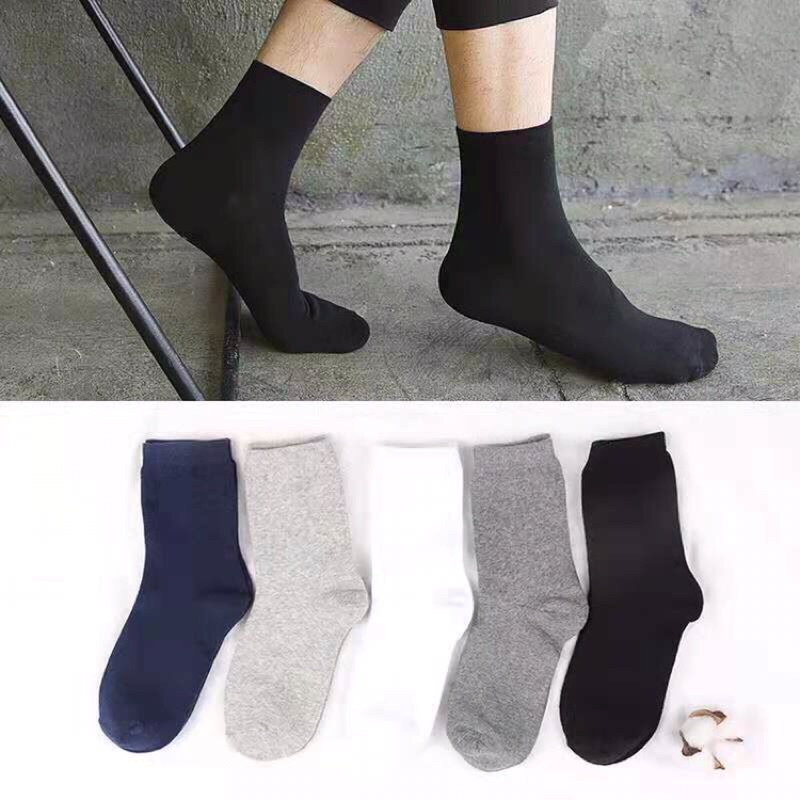 Vớ cổ cao nam nữ tất trơn văn phòng thường cotton thời trang đẹp kháng khuẩn khử mùi thấm hút mồ hôi tốt MONEY VC055