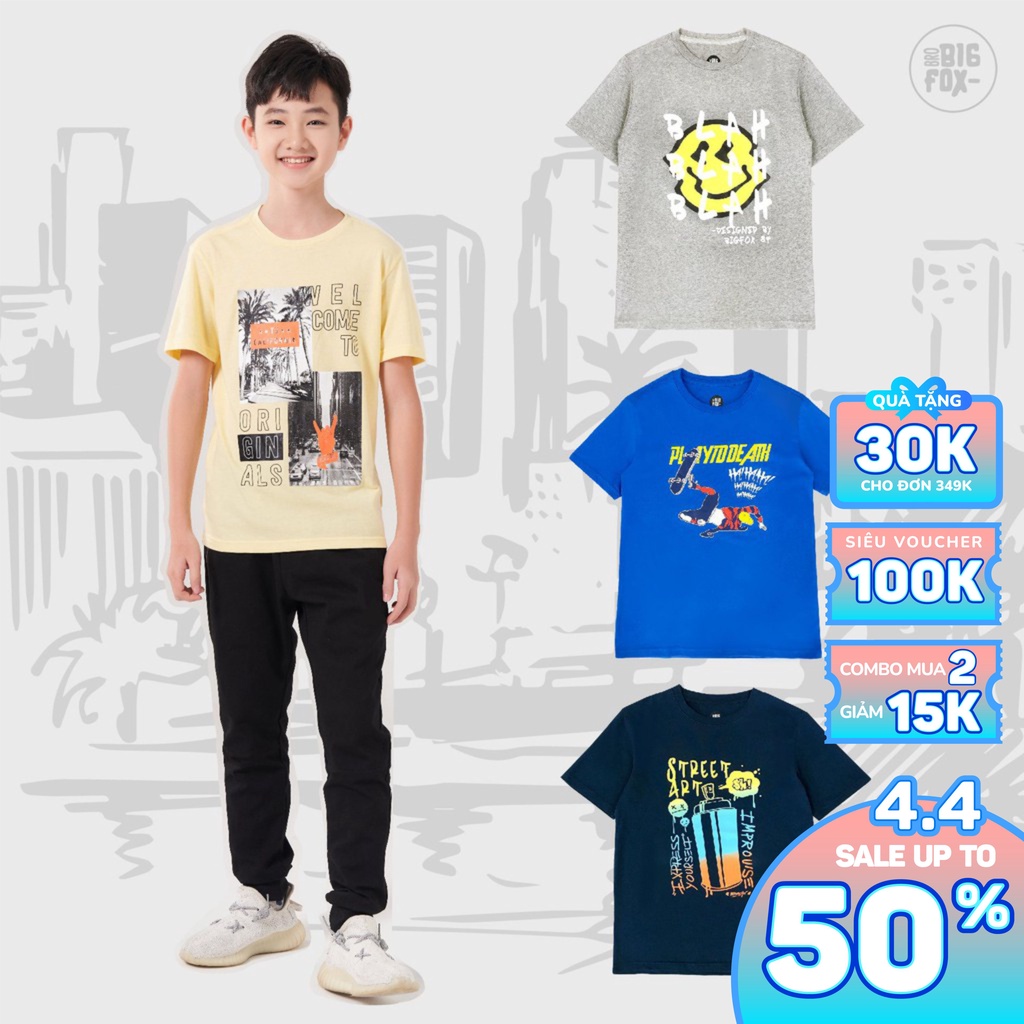 [MÃ MISSME15K GIẢM 15K] Áo Phông Bé Trai Size Đại Bigfox, Áo Thun Trẻ Em In Hình, Chất Cotton, Mã Xuất 06