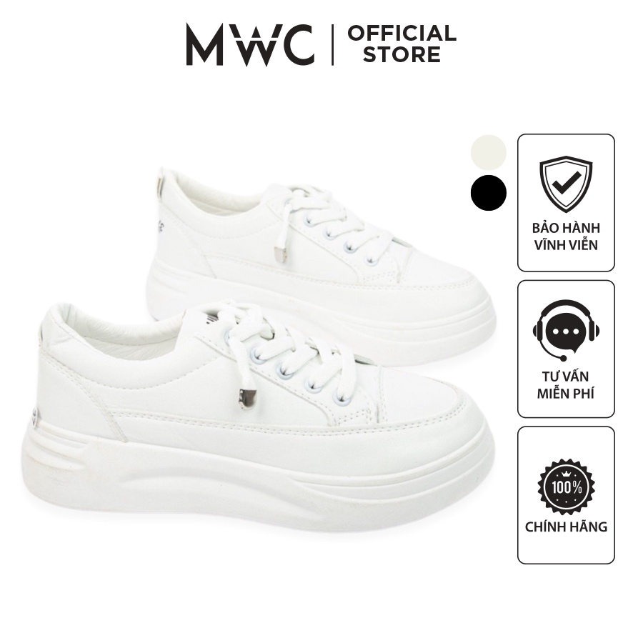 Giày MWC 0506 - Giày Thể Thao Nữ Đế Cao Da Cao Cấp Màu Trắng, Đen Cá Tính
