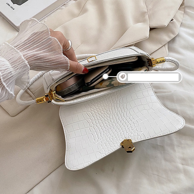 Túi Đeo Vai Hình Vuông Cỡ Nhỏ Vân Da Cá Sấu Chất Lượng Cao Thời Trang Cho Nữ