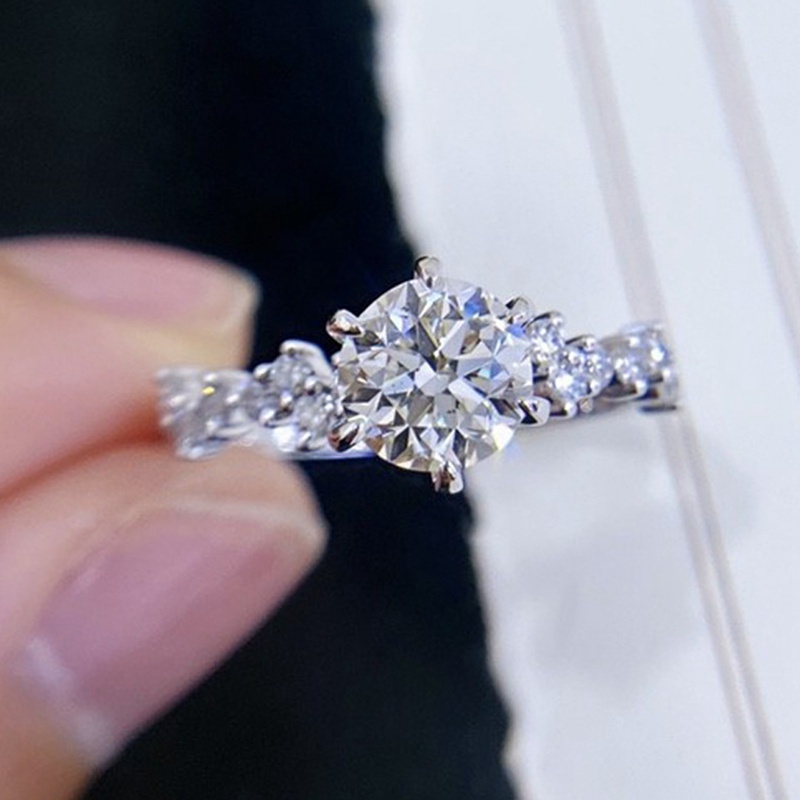 Nhẫn đính hôn đính đá zircon thời trang dành cho nữ