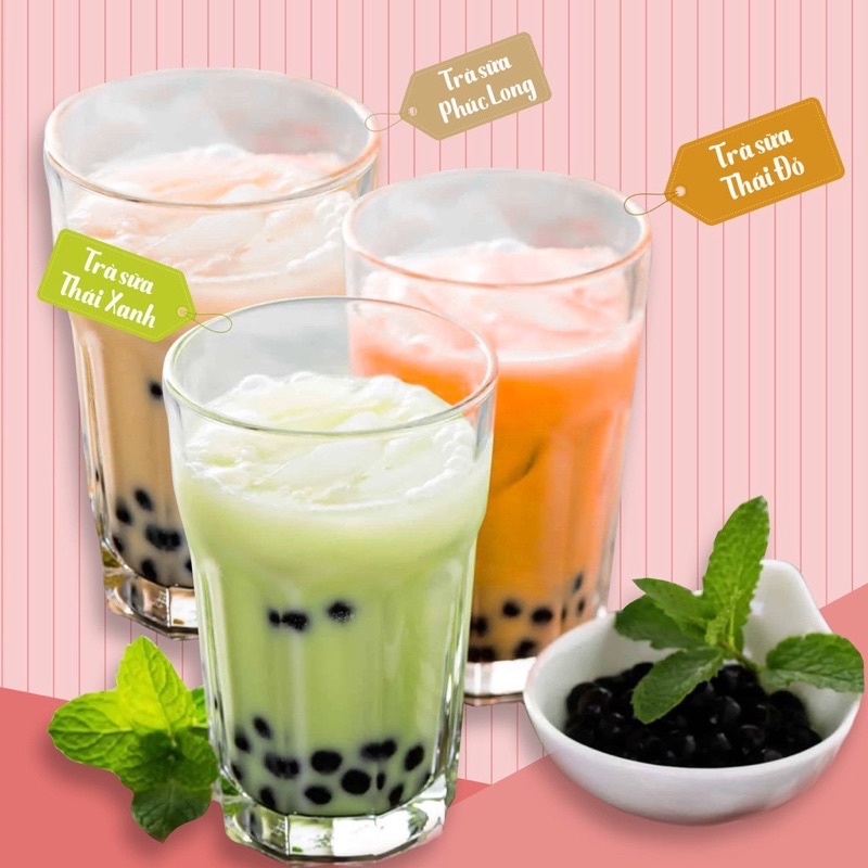 Set pha trà sữa Phúc Long, Thái xanh/đỏ, Đậu biếc, Đường đen - 500g