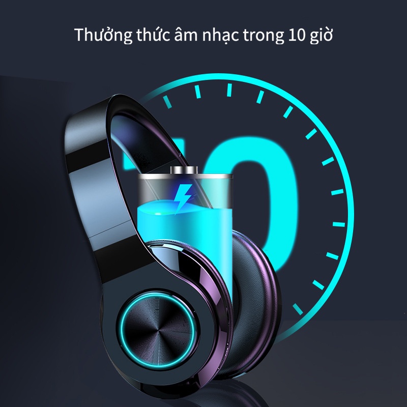 Tai nghe bluetooth không dây cao cấp tích hợp micro, headphone bluetooth chụp tai có thể gập gọn tiện lợi