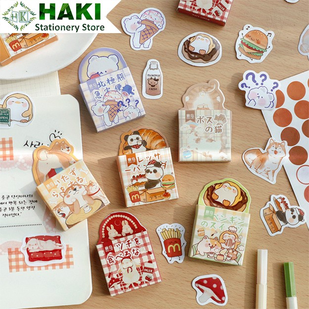 [Mã LIFE0803ALL giảm 10% đơn 0K] Sticker cute động vật dễ thương HAKI, hình dán cute 45 sticker đáng yêu giá rẻ ST12