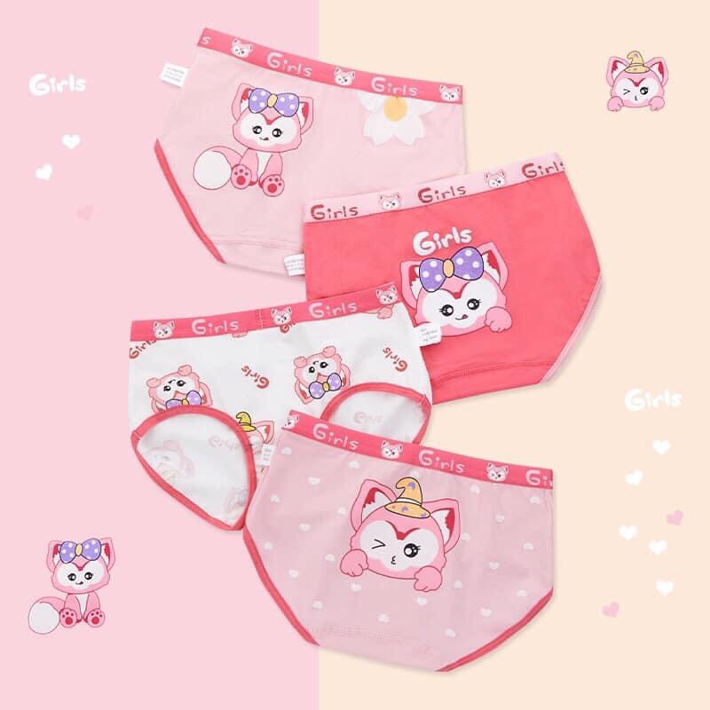 Sét 4 Quần Lót Bé Gái Tam Giác Chip Đùi Chất Cotton Mềm Mịn Họa Tiết Xinh Xắn, Dễ Thương - QL7