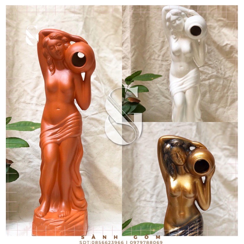 Cô gái bê vò size 40cm trang trí bể nước, thác nước-có lỗ dẫn nước