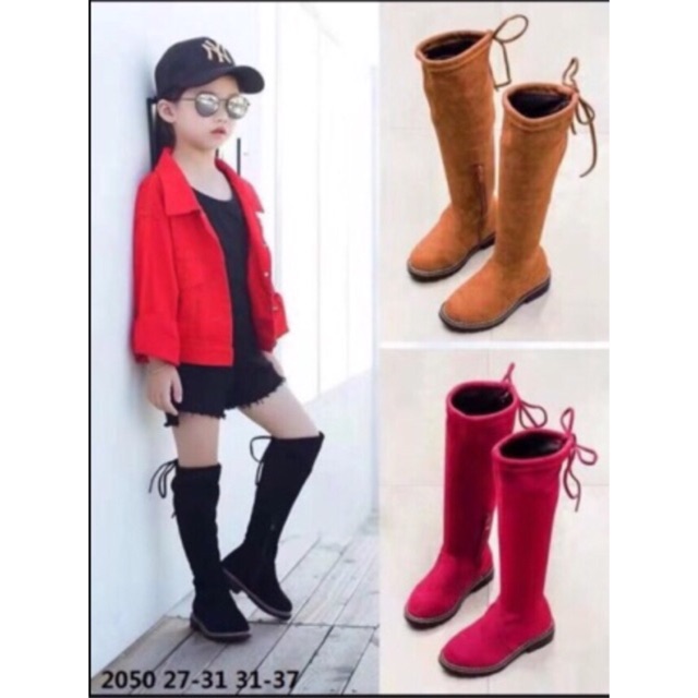 Bốt da lộn cao cổ cho bé (ảnh thật shop chụp kèm video )