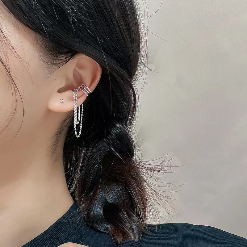 Khuyên kẹp vành tai DODDER hai lớp tua rua thời trang cho nữ