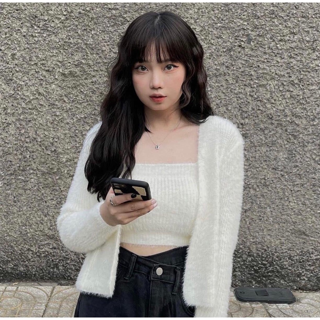 Set Áo Khoác Cardigan Len Kèm Áo 2 Dây Nữ Tính JEM CLOSET Zone Chất Liệu Lông Mềm Mịn Sang Chảnh Phối Đồ Cực Xinh - 7181