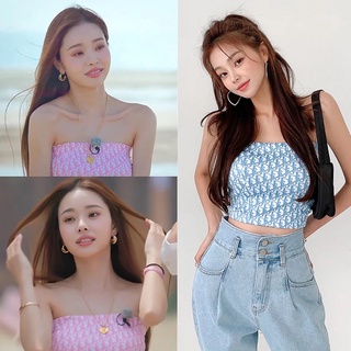 Freezia Áo Ống In Chữ Phong Cách Hàn Quốc Quyến Rũ Cho Nữ