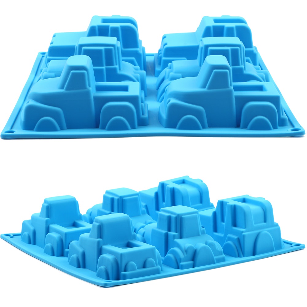Khuôn Silicone Làm Bánh Hình Xe Hơi 8 Ngăn DIY Tiện Dụng