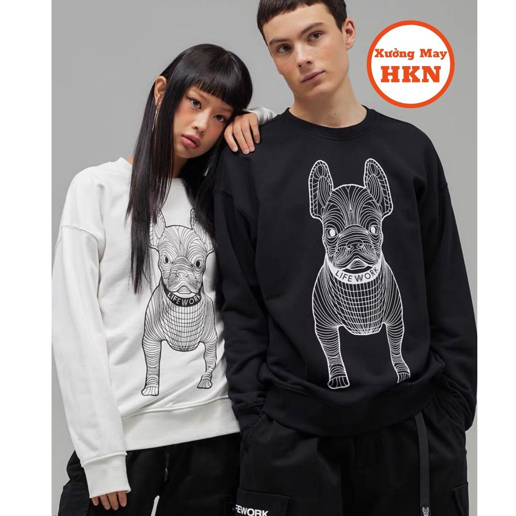 Áo Hoodie Nỉ Sweater Nam Nữ In Viền Thú Cưng Life Work Mã 694 Xưởng May HKN