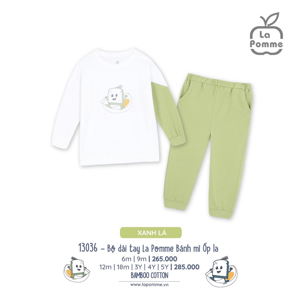 [CHÍNH HÃNG] Bộ quần áo dài tay thu đông trẻ em họa tiết đáng yêu La Pomme