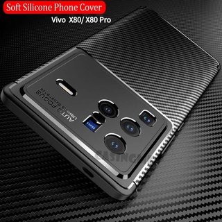 Ốp Điện Thoại Silicon Sợi Carbon Mềm Chống Sốc Cho Vivo X80 X80Pro X 80 X70 X60 Pro Plus +