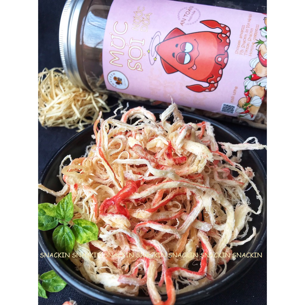 Mực xé sợi hấp nước dừa SNACKIN, hũ pet 250g, 180g, 100g, ăn vặt Hà Nội | BigBuy360 - bigbuy360.vn