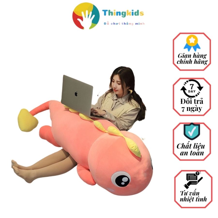 Gấu Bông Khủng Long Đuôi Tim Mắt Lồi Siêu To Khổng Lồ, Gối Ôm Dài Khủng Long Cute Dễ Thương Siêu Êm Mềm Mịn - THINGKIDS