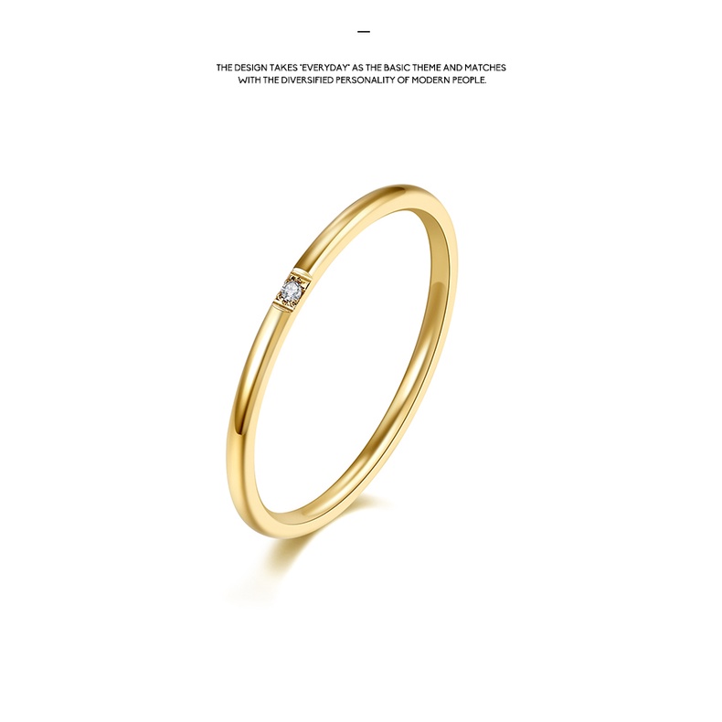 Nhẫn thép titan mạ vàng 18K đính kim cương nhân tạo dành cho nam và nữ