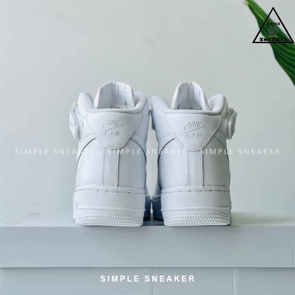Giày Nike AF1 Mid Chính Hãng 🔴FREESHIP🔴Giày Sneaker Thể Thao Nike Air Force 1 Mid Allwhite Nam Nữ - Simple Sneaker