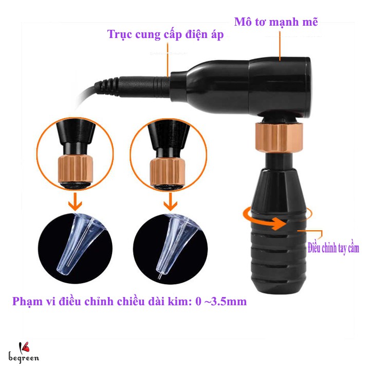 Máy xăm tattoo, lông mày chuyên nghiệp Thunder Pen 4 màu