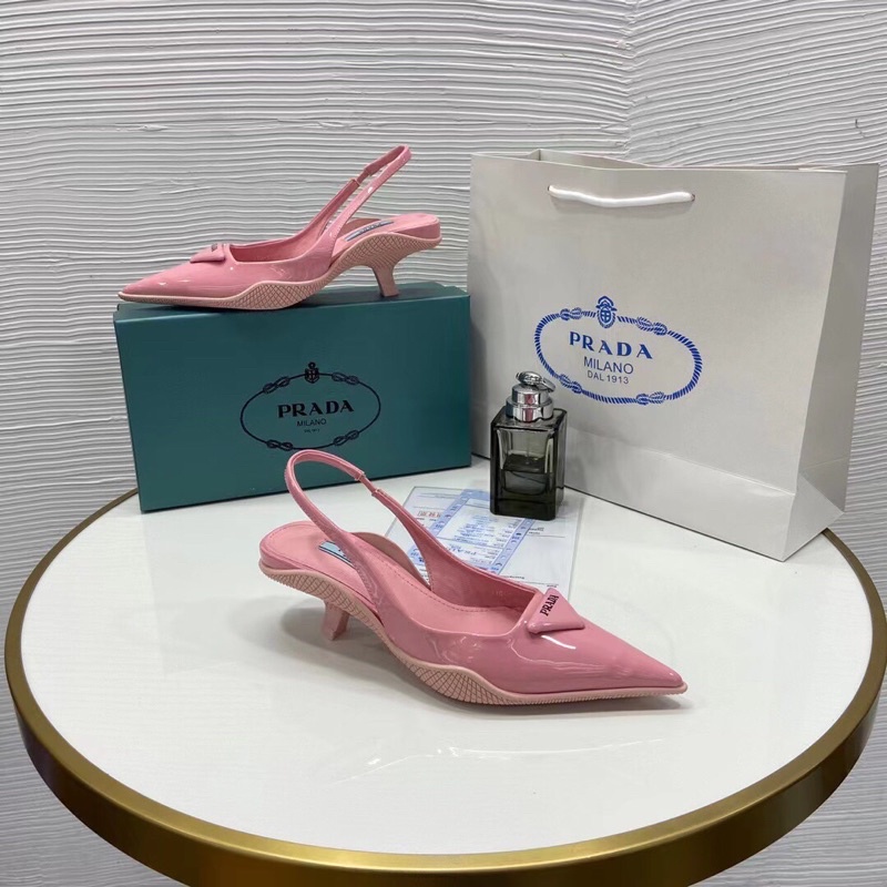 Sandal gót nhú Prada mũi nhọn da mềm