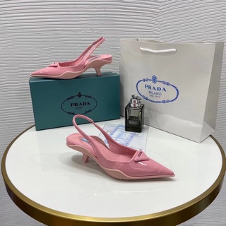 Sandal gót nhú Prada mũi nhọn da mềm