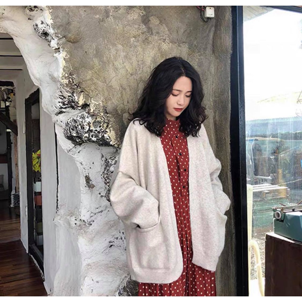 ( sẵn be, nâu) Áo Cadigan Len Mịn Hàn Quốc ( Có ảnh thật) | BigBuy360 - bigbuy360.vn