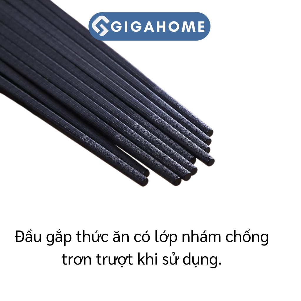 Bộ 10 Đôi Đũa Ăn GIGAHOME Hợp Kim Màu Đen Chịu Nhiệt Cao, Chống Trượt Sang Trọng 7995