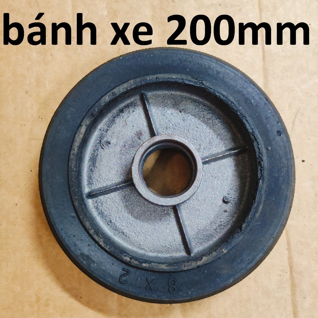 Bánh xe đẩy 200mm, hàng rời (không bao gồm vòng bi/ bạc đạn) lõi gang, viền cao su