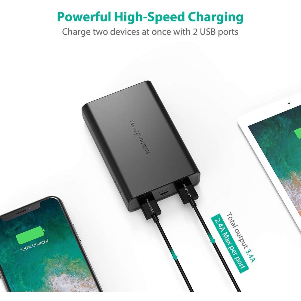 [ Thanh Lý ] Pin Sạc Dự Phòng RAVPower 10000mAh Sạc Thông Minh iSmart 2.0 - RP-PB005 - Hàng Phân Phối Chính Hãng VN