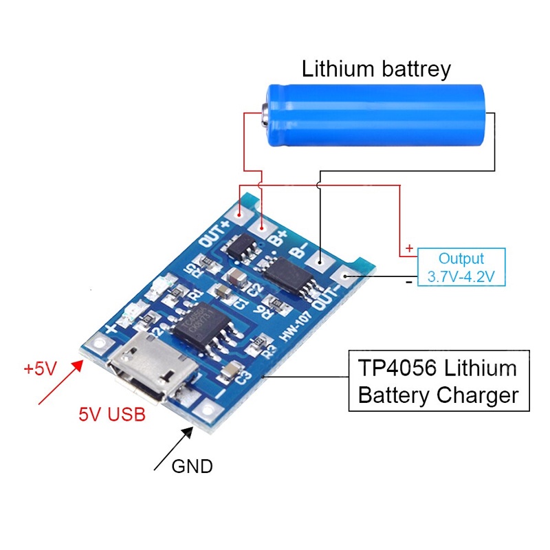 Mô Đun Sạc Pin Lithium Cổng Type-c/Micro/Mini USB 5V 1A 18650 TP4056 Chức năng bảo vệ pin 1A Li-ion, Mạch sạc pin 4.2V