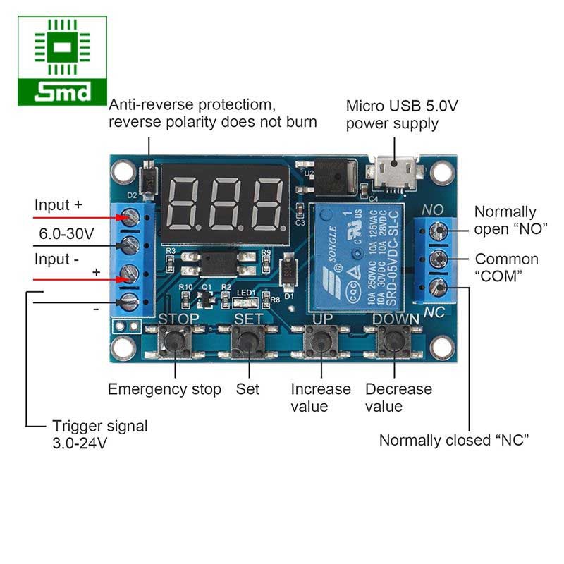 Module timer 1 relay có hiển thị, module định thời