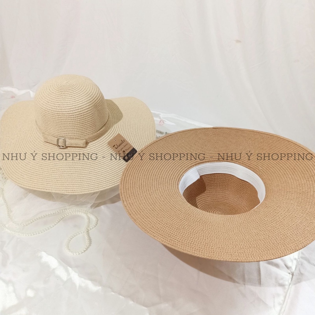 Nón cói/mũ cói nữ đi biển vành rộng thắt khoá sành điệu kiểu mới lạ_q12 khoá