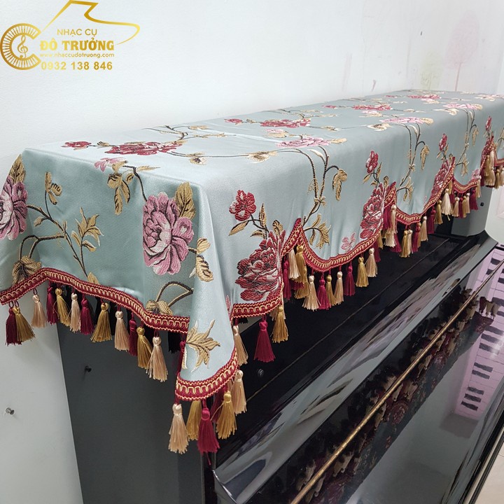 Khăn phủ đàn Piano cơ cao cấp  mẫu Hoa Hải Đường
