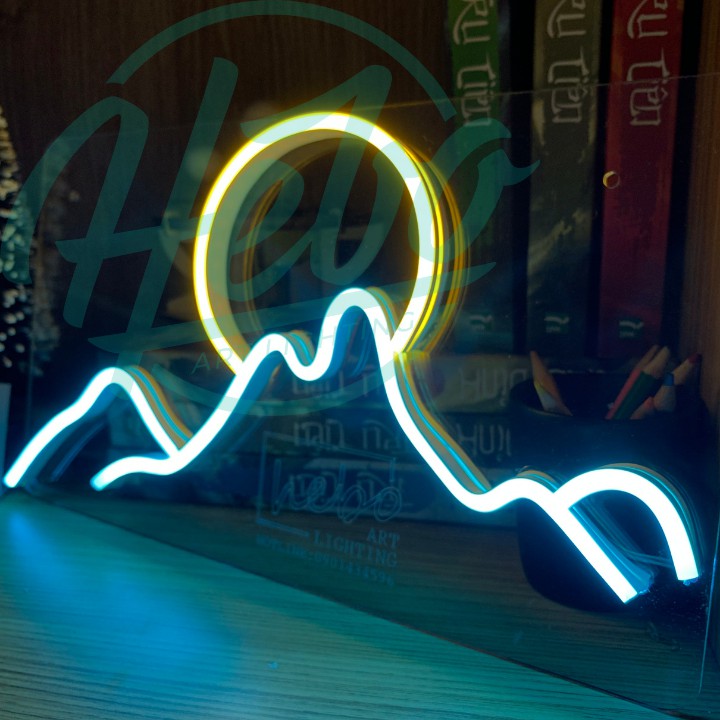 Đèn Trang Trí Neon Sign Hình Núi Và Trăng