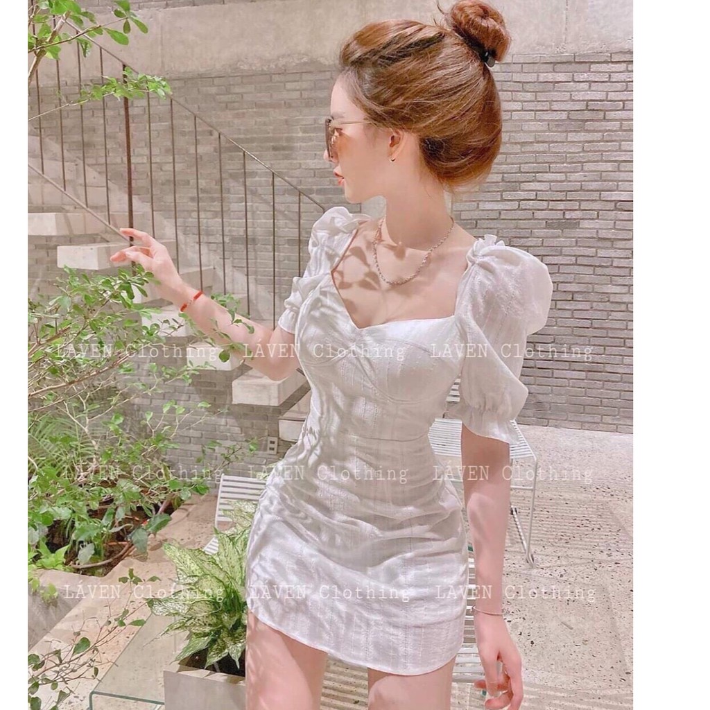 Đầm Váy Nữ Tay Phồng, Có Mút Ngực Đa Dạng Màu Sắc (Đen, Hồng, Trắng) Thời Trang Bonucci | BigBuy360 - bigbuy360.vn