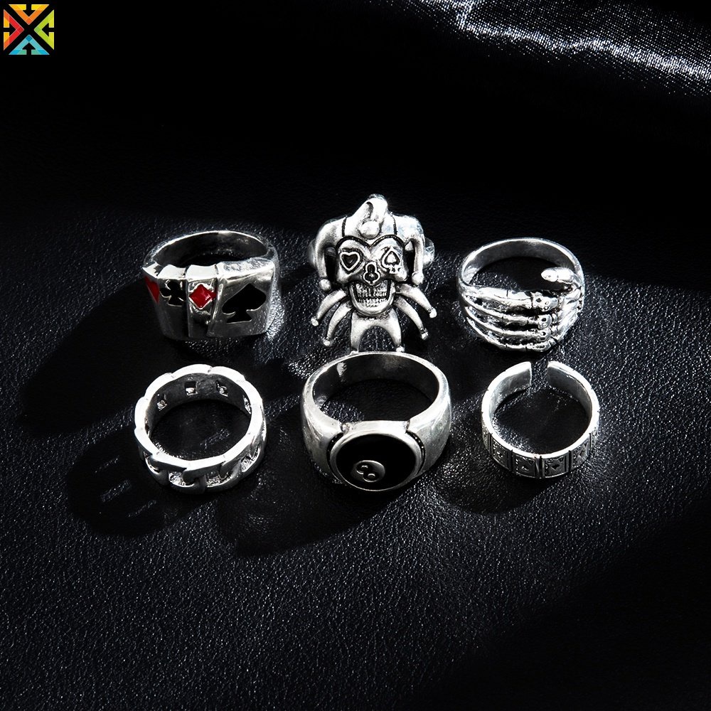 Bộ 6 Nhẫn Màu Bạc Thời Trang Cho Cặp Đôi