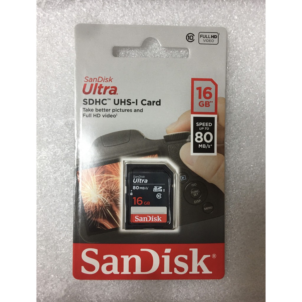 Thẻ nhớ SDHC SanDisk Ultra 80MB/s 16GB